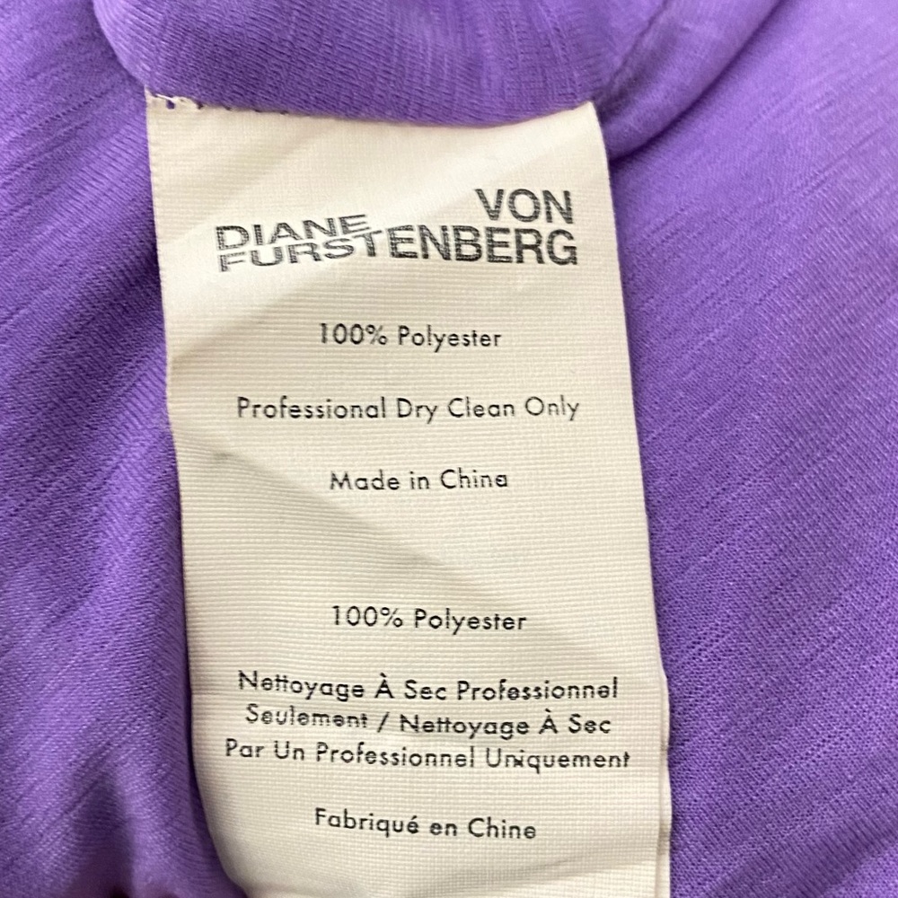Diane Von Furstenberg Purple Ruched Mock Neck Blouse Women’s Size Medium - Picture 5 of 9
